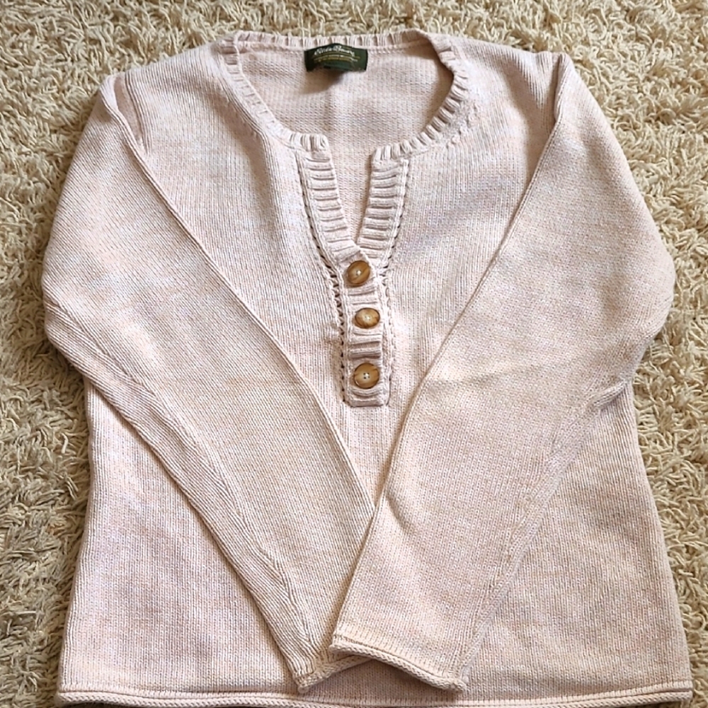 Eddie Bauer Size M Women's Cream Henley Sweater